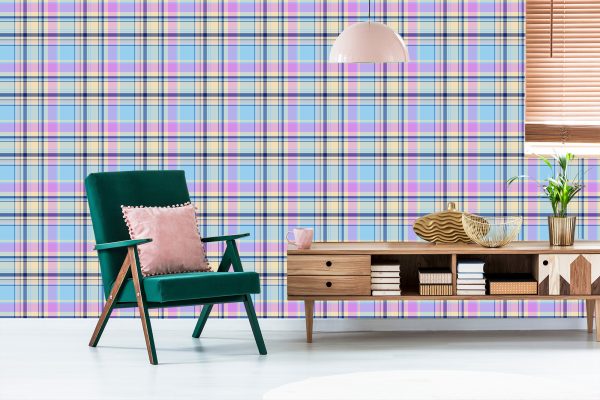Behang Kleurrijke Moderne Plaid Voor De Woonkamer - Afbeelding 6