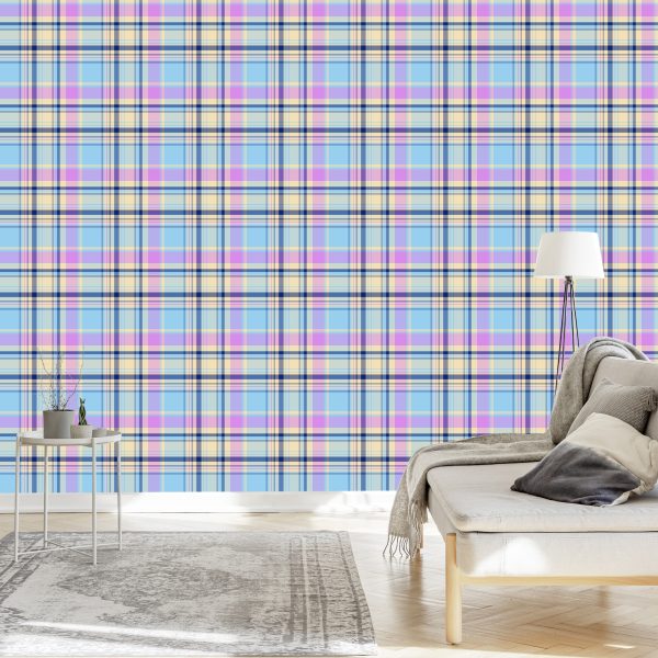 Behang Kleurrijke Moderne Plaid Voor De Woonkamer - Afbeelding 3