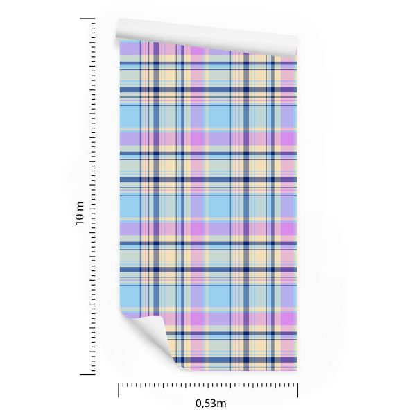 Behang Kleurrijke Moderne Plaid Voor De Woonkamer - Afbeelding 8