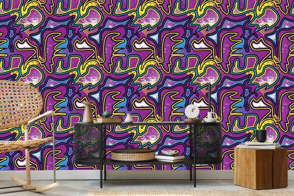 Behang Violette Graffiti - Afbeelding 5