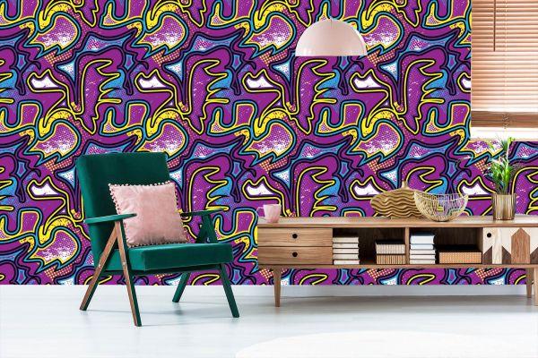 Behang Violette Graffiti - Afbeelding 6