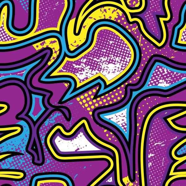 Behang Violette Graffiti - Afbeelding 2