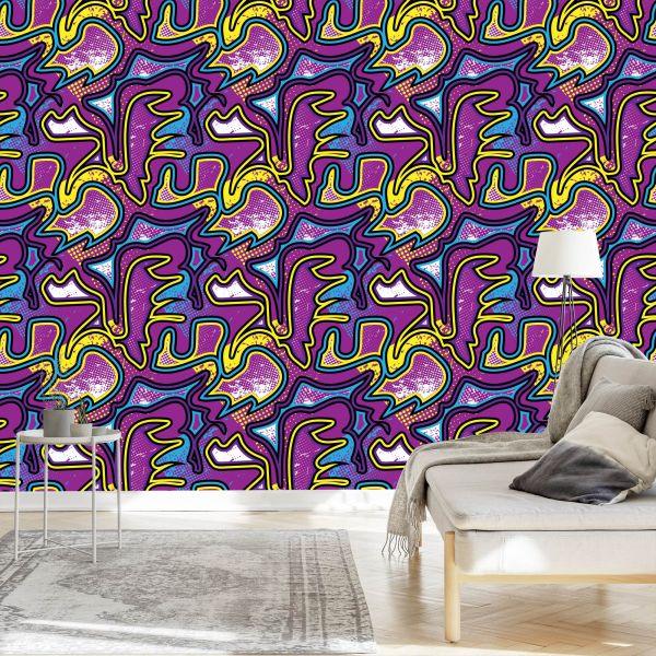 Behang Violette Graffiti - Afbeelding 3