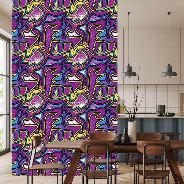 Behang Violette Graffiti - Afbeelding 4