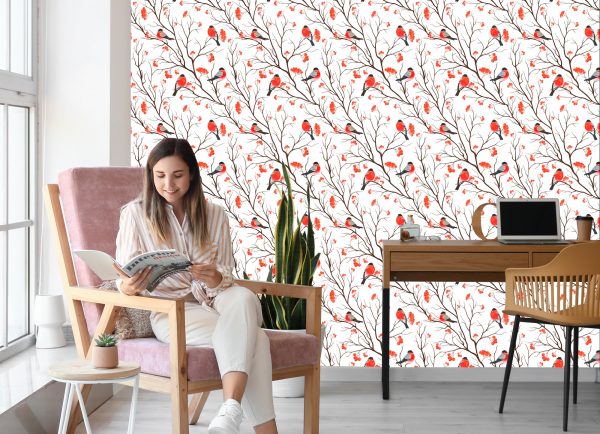 Behang Kleurrijke Vogels En Takken - Afbeelding 7