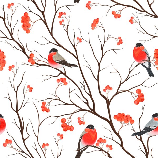 Behang Kleurrijke Vogels En Takken - Afbeelding 2