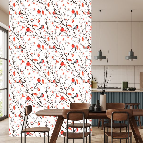 Behang Kleurrijke Vogels En Takken - Afbeelding 4