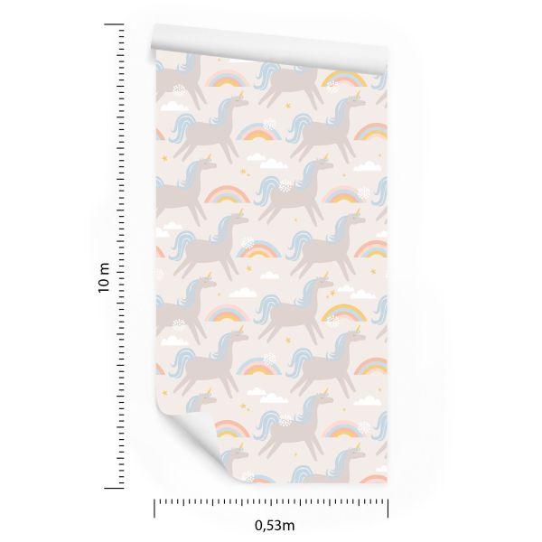Behang Pastelkleurige Regenboog Eenhoorns - Afbeelding 8