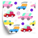 Behang Voor Kinderen - Kleurrijke Auto's In Scandinavische Stijl