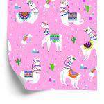 Behang Lama Mountains. Regenboogbloemen. Kinderkamer