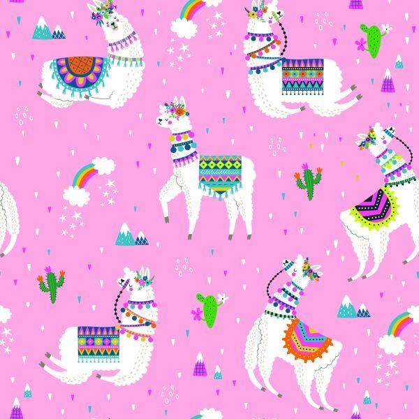 Behang Lama Mountains. Regenboogbloemen. Kinderkamer - Afbeelding 2