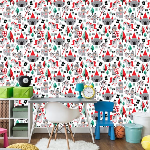 Behang Kindersprookje Ridders Paarden Boom - Afbeelding 4