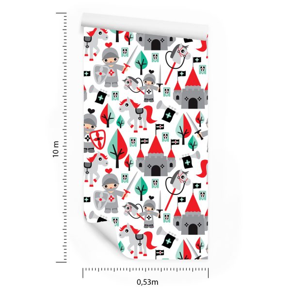 Behang Kindersprookje Ridders Paarden Boom - Afbeelding 8