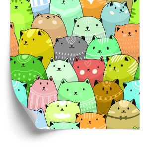 Behang Voor Kinderen - Kleurrijke Katten