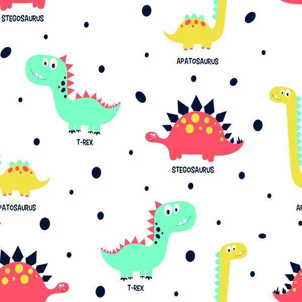 Behang Kleurrijke Gestippelde Dinosaurussen Voor De Babykamer - Afbeelding 2