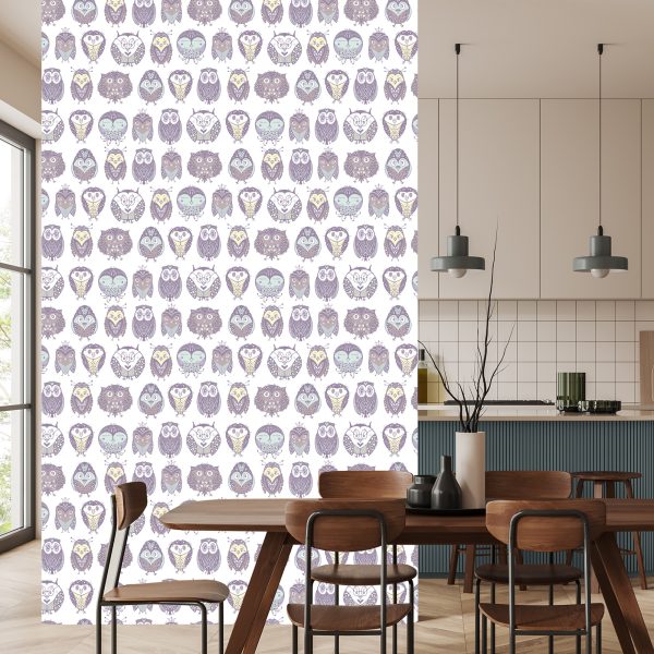 Behang Pastelkleurige Steenuilen - Afbeelding 4