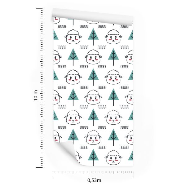 Behang Schapen Bij De Bomen - Afbeelding 8