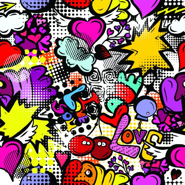 Behang Graffiti Met Kersen - Afbeelding 2