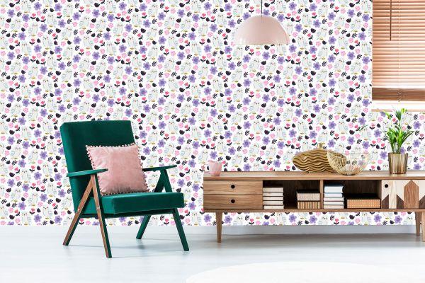 Behang Uilen Met Bloemen Op De Achtergrond - Afbeelding 6