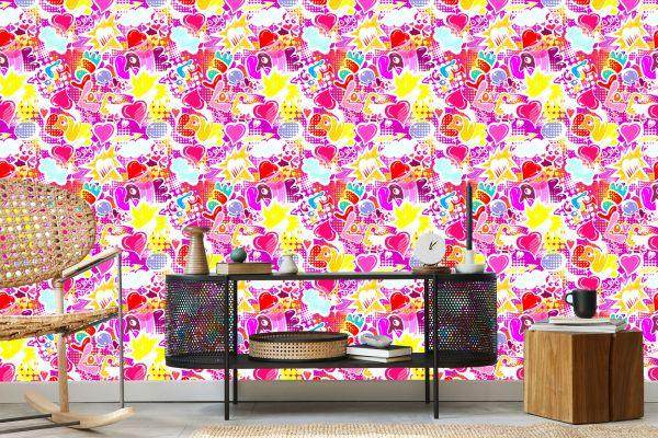 Behang Roze Graffiti - Afbeelding 5