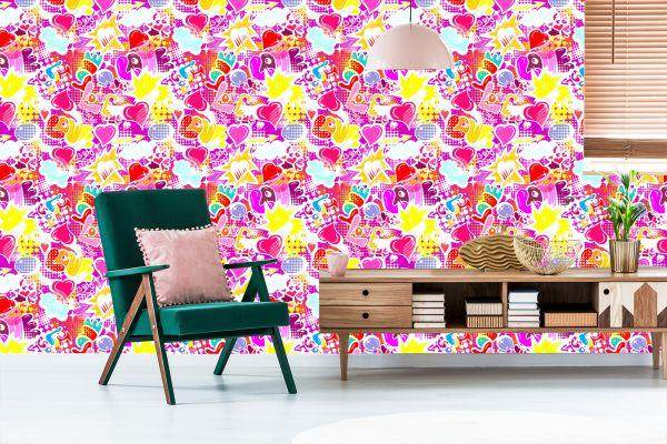 Behang Roze Graffiti - Afbeelding 6