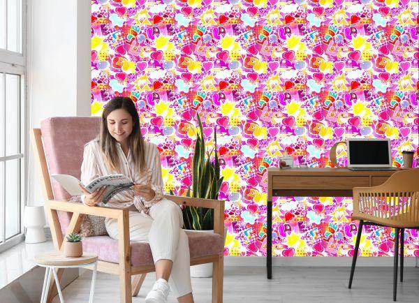 Behang Roze Graffiti - Afbeelding 7