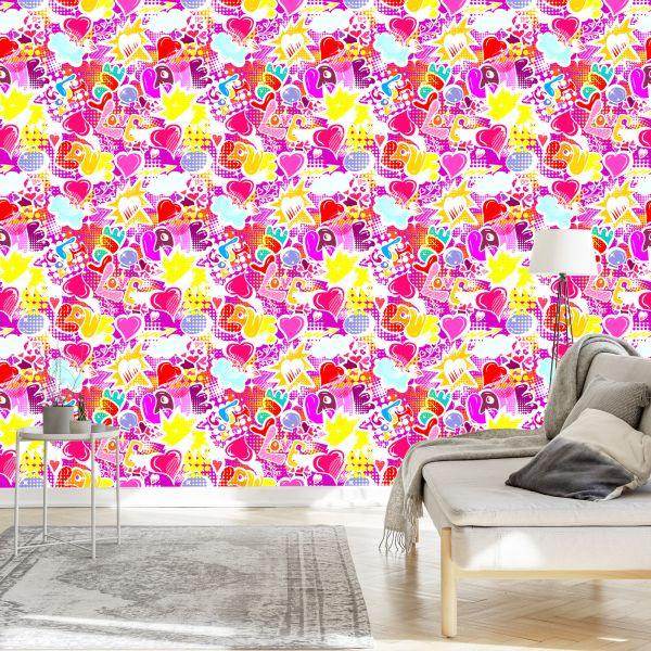 Behang Roze Graffiti - Afbeelding 3