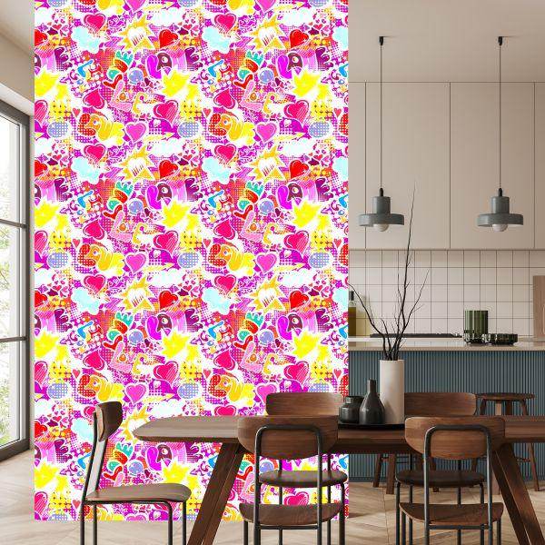 Behang Roze Graffiti - Afbeelding 4