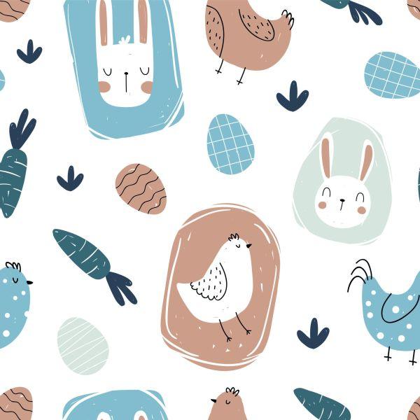 Behang Konijnen En Vogels - Afbeelding 2