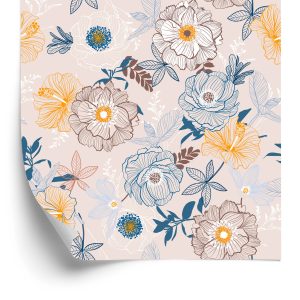 Behang Delicate Kleurrijke Bloemen