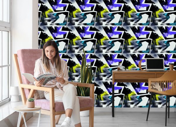Behang Violet Gele Graffiti - Afbeelding 7