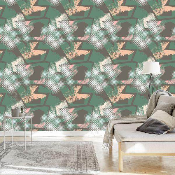 Behang Graffiti Met Groene Elementen - Afbeelding 3
