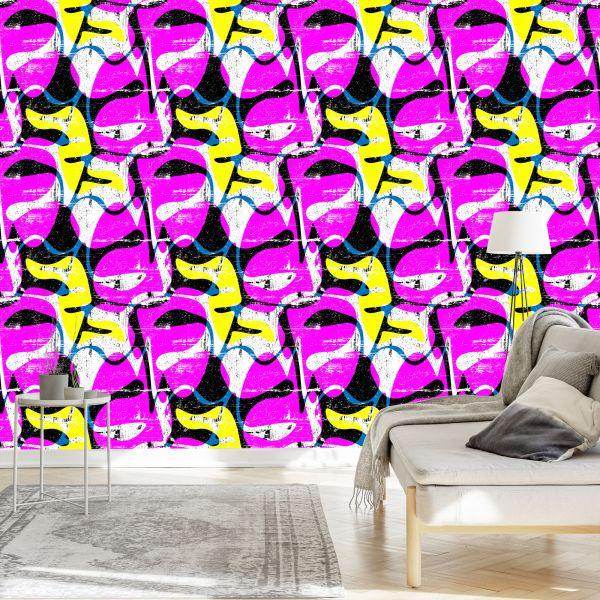 Behang Kleurrijke Graffiti-Tekeningen - Afbeelding 3