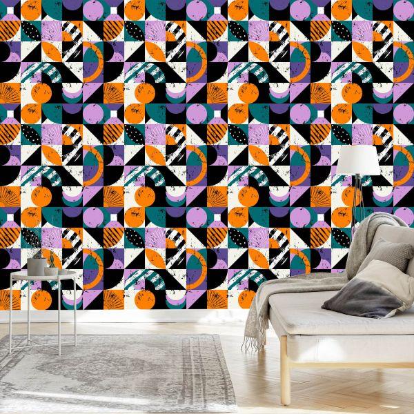 Behang Graffiti Met Oranje Elementen - Afbeelding 3