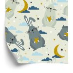Behang Konijnen Op De Wolkenachtergrond