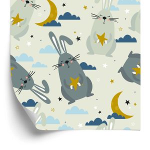 Behang Konijnen Op De Wolkenachtergrond
