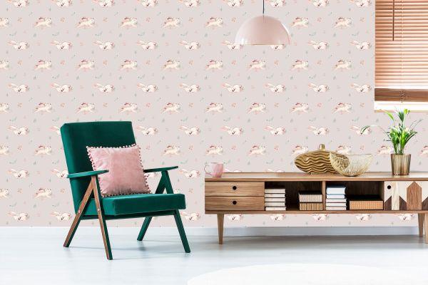 Behang Konijnen Met Bloemen - Afbeelding 6