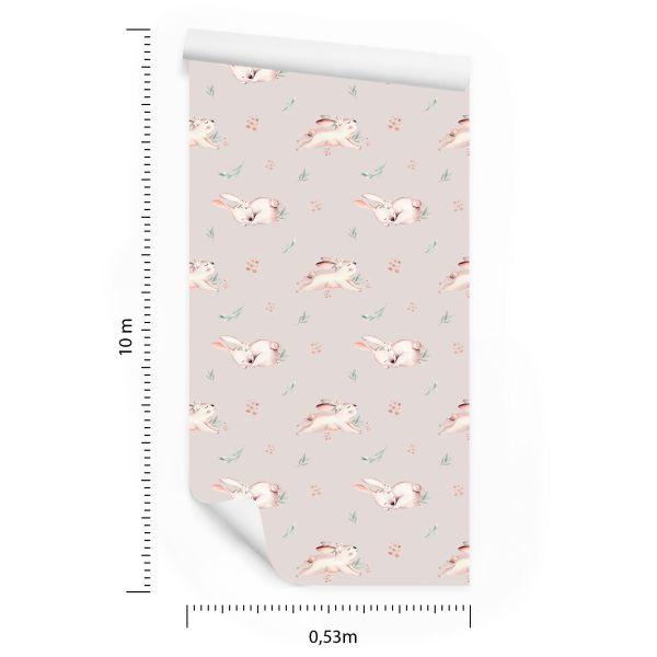 Behang Konijnen Met Bloemen - Afbeelding 8