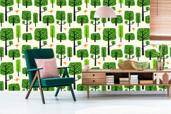 Behang Groene Boomvogels Voor De Babykamer - Afbeelding 6