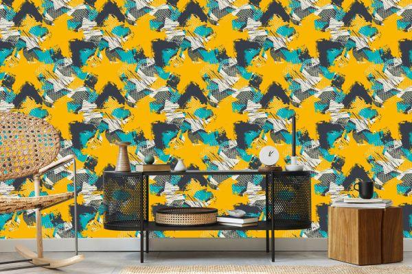 Behang Gele Graffiti - Afbeelding 5