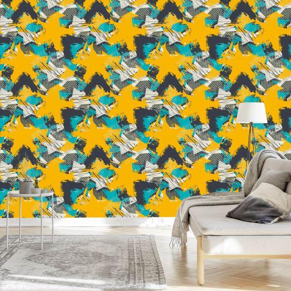 Behang Gele Graffiti - Afbeelding 3