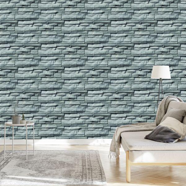 Behang Leisteen In Grijstinten - 3D-Effect - Afbeelding 3