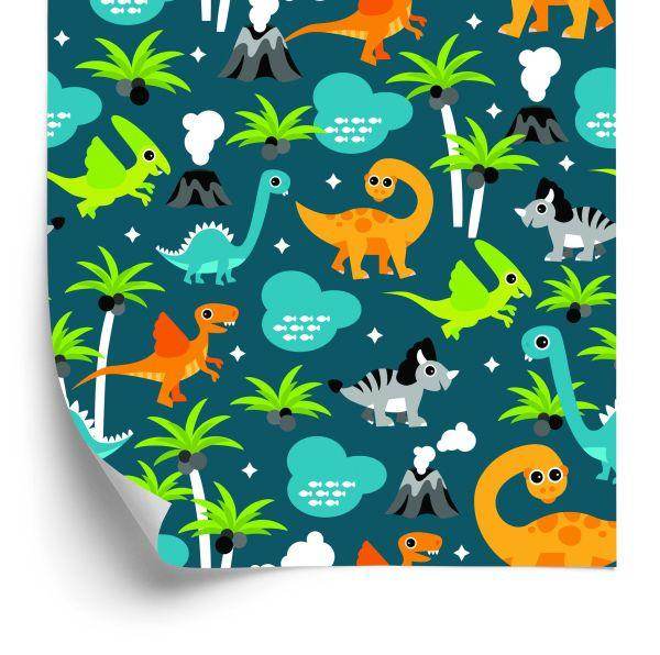 Behang Voor Een Jongen Kleurrijke Dieren Op Een Vulkaanpalm