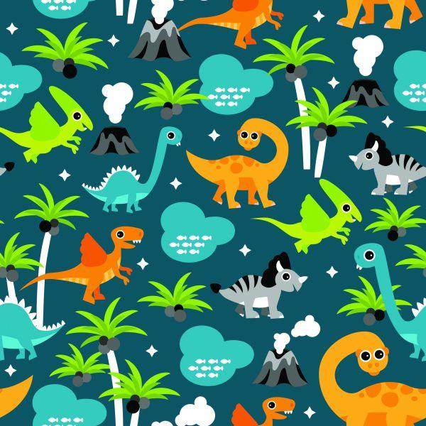 Behang Voor Een Jongen Kleurrijke Dieren Op Een Vulkaanpalm - Afbeelding 2