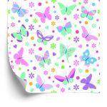Behang Voor Kinderen Kleurrijke Vlinders Polka Dots Bloemen