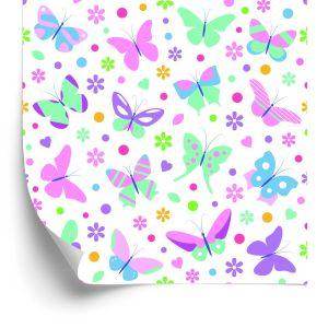 Behang Voor Kinderen Kleurrijke Vlinders Polka Dots Bloemen