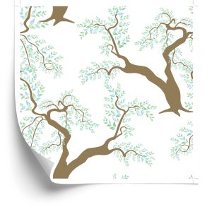 Behang Groene Boombladeren Voor Woonkamer Slaapkamer