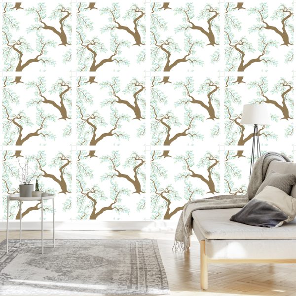 Behang Groene Boombladeren Voor Woonkamer Slaapkamer - Afbeelding 3