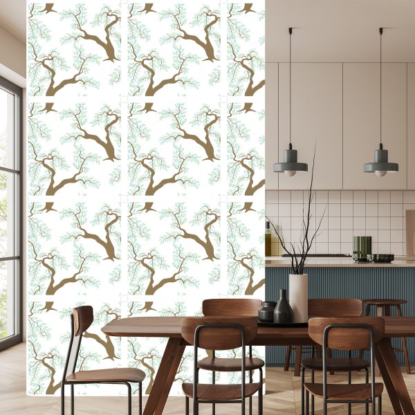 Behang Groene Boombladeren Voor Woonkamer Slaapkamer - Afbeelding 4