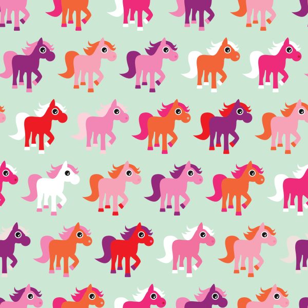 Behang Kleurrijke Paardenkamer Meisjes - Afbeelding 2